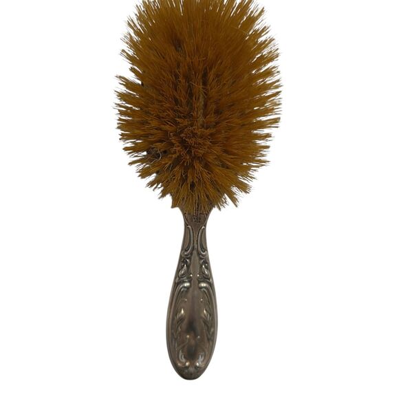 Antique Sterling Silver Clothes Brush Repousse Floral Vanity Grooming Tool main image 4